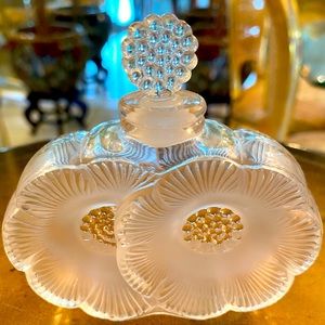 Lalique Crystal “Deux Fleurs” two flowers perfume bottle